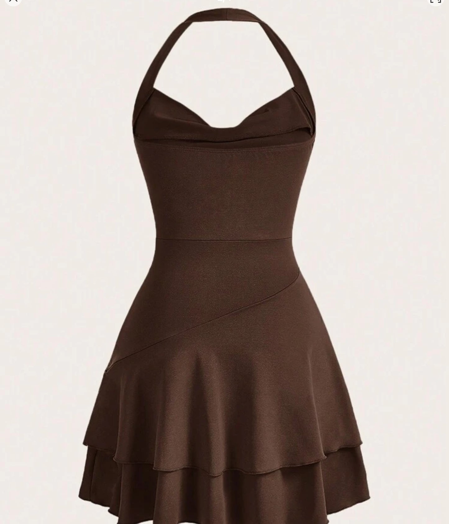 SHEIN MOD Robe à col drapé, à double couche, avec volant à ourlet, col montant, plissée, robe d'été