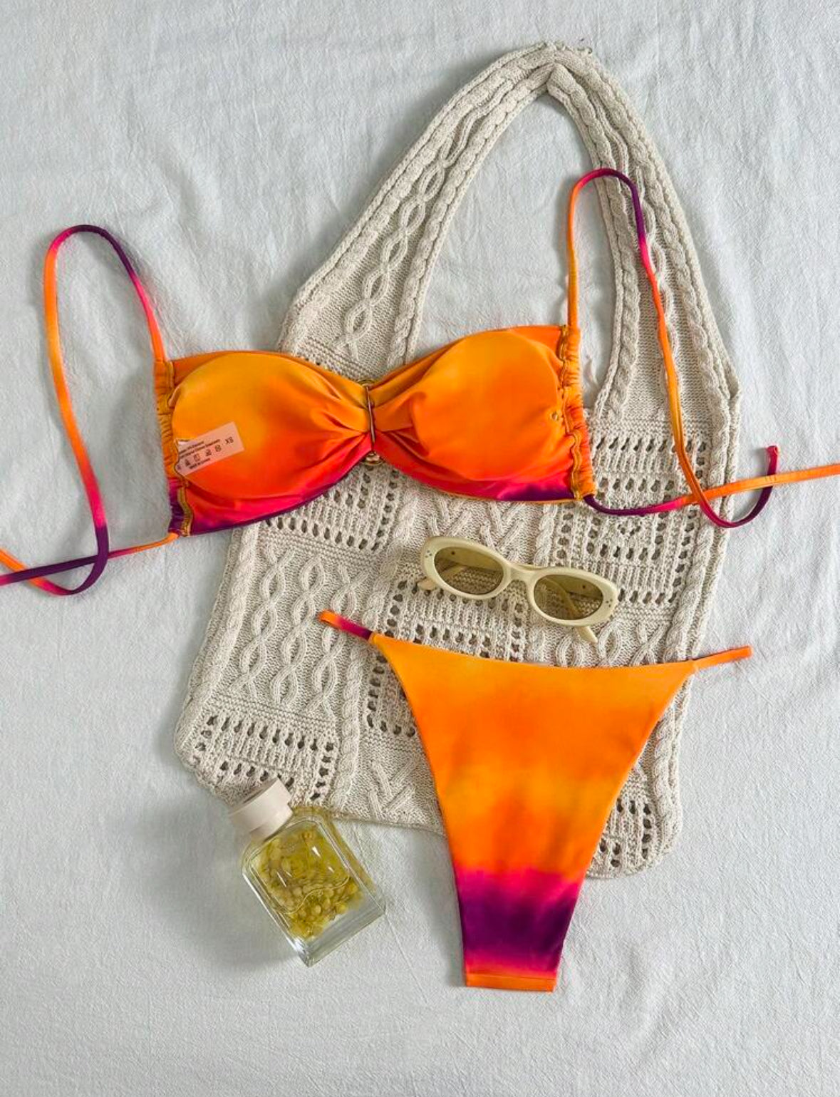 SHEIN Swim 2 pièces ensemble de bikini sexy jaune et orange / prune