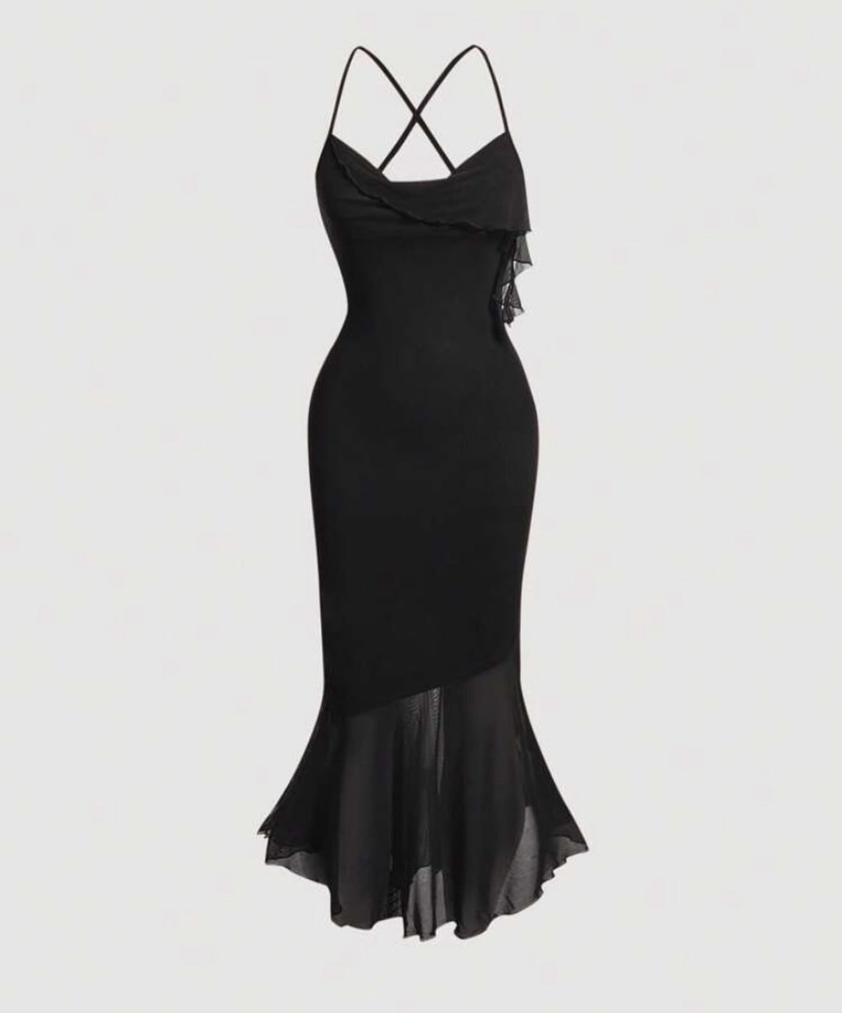 SHEIN MOD Robe À Fines Brides Unicolore Croisé Dos-Nu