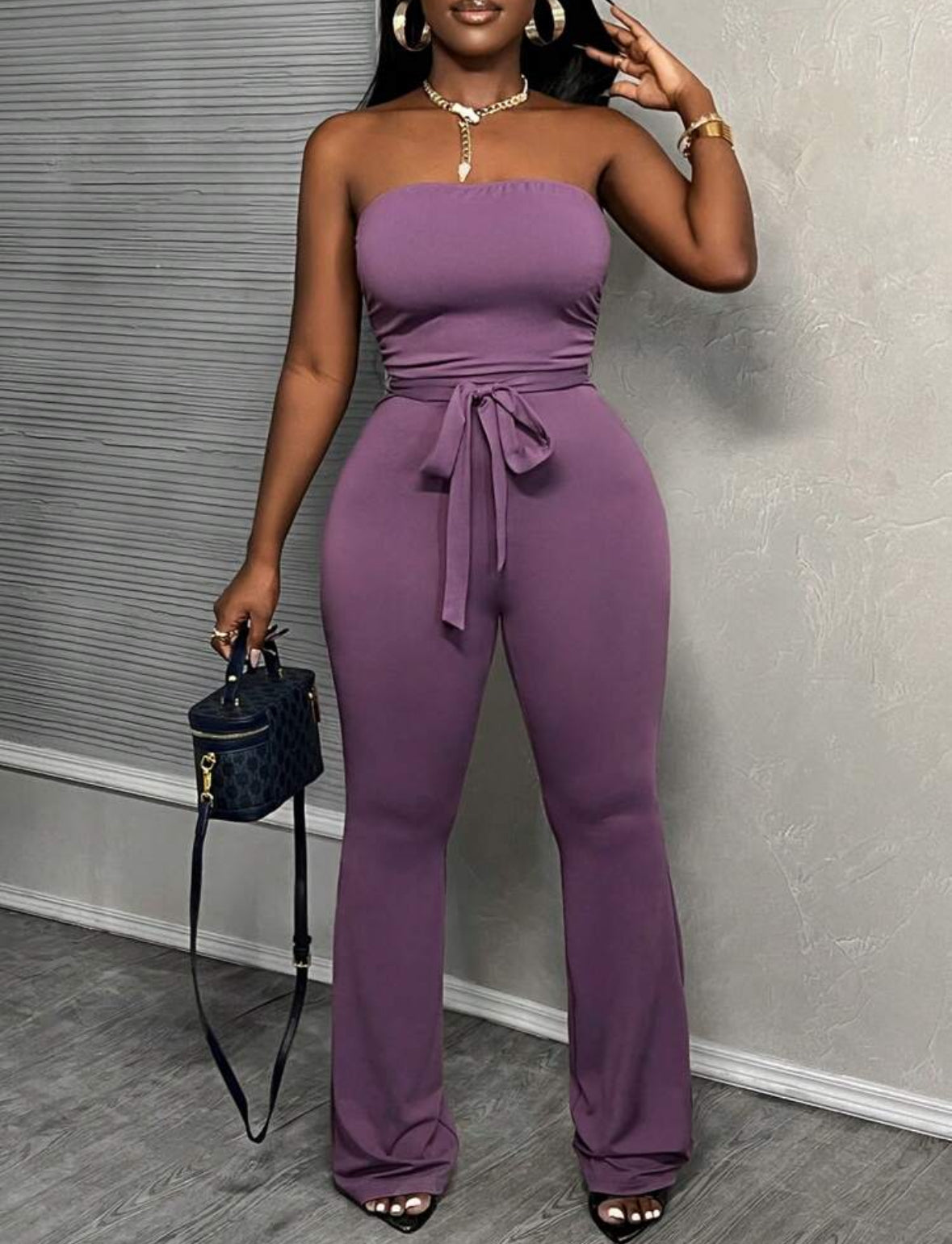 Shein Slaydiva - Combinaison violet élégante sans manches