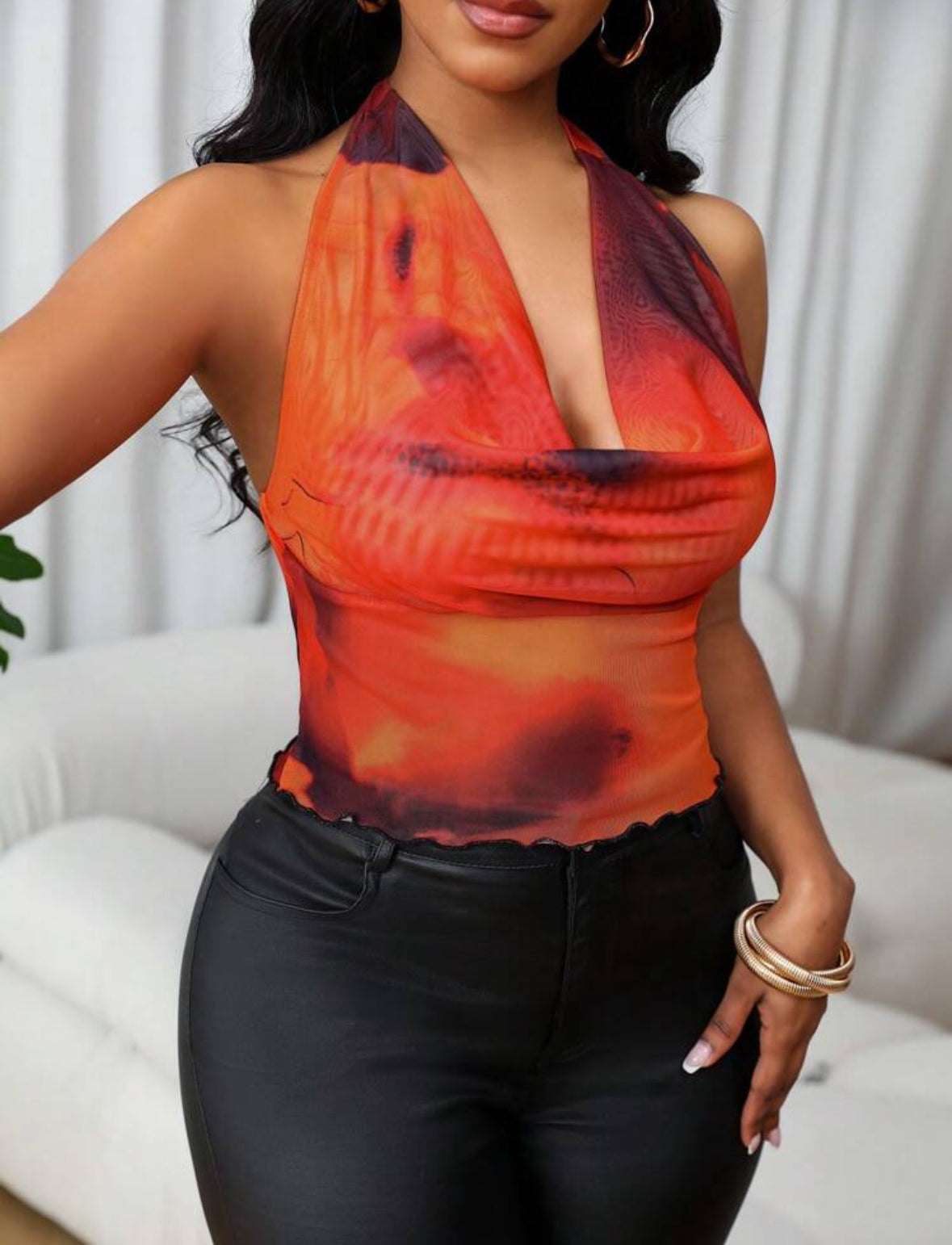 Débardeur casual ajusté imprimé avec nœud