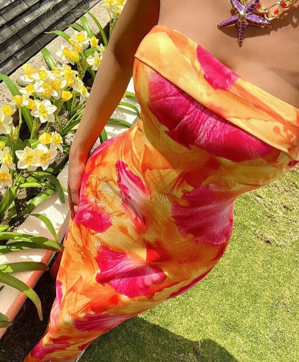 SHEIN VCAY Robe moulante tricotée à imprimé pour les vacances printemps/été