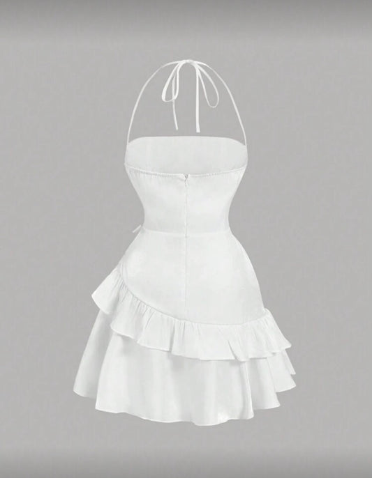 SHEIN MOD - Robe blanche ceinturée à la taille et à fines brides