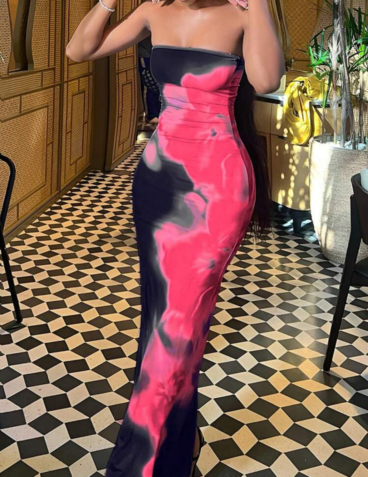 Robe mini bandeau à imprimé aléatoire pour femme