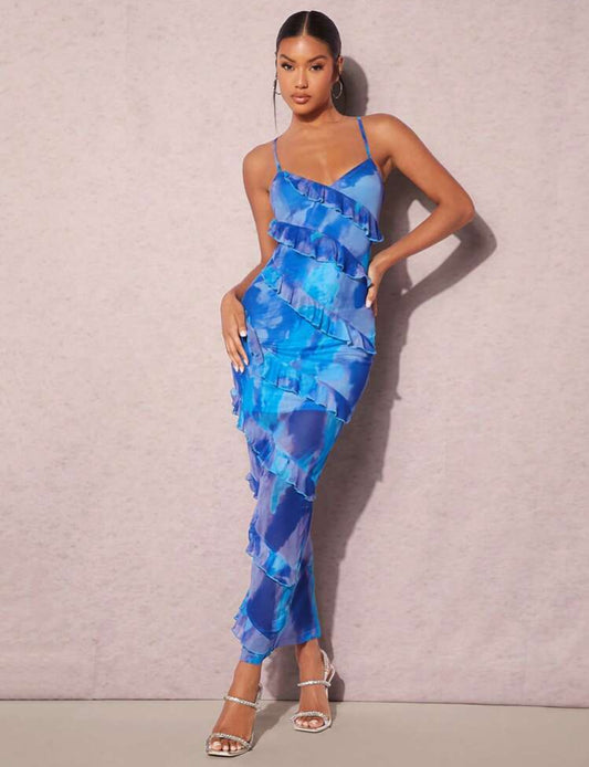 SHEIN BAE - Robe Moulante
À Fines Brides Tie Dye Dos-Nu