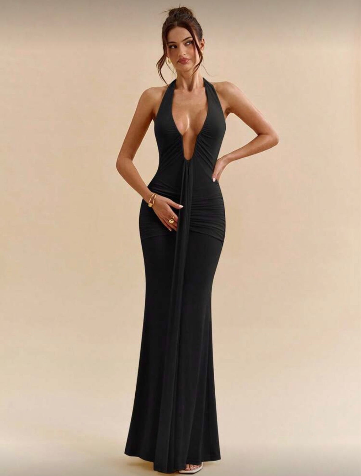 SHEIN BAE - Robe maxi élégant e à col en V profond