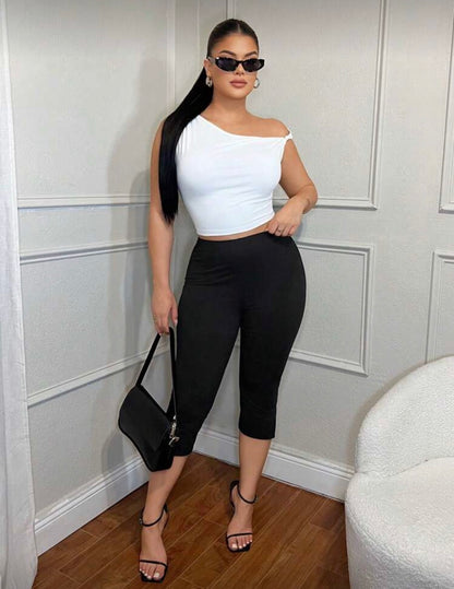 SHEIN SXY - Leggings capri slim casual à fente sur l'ourlet
