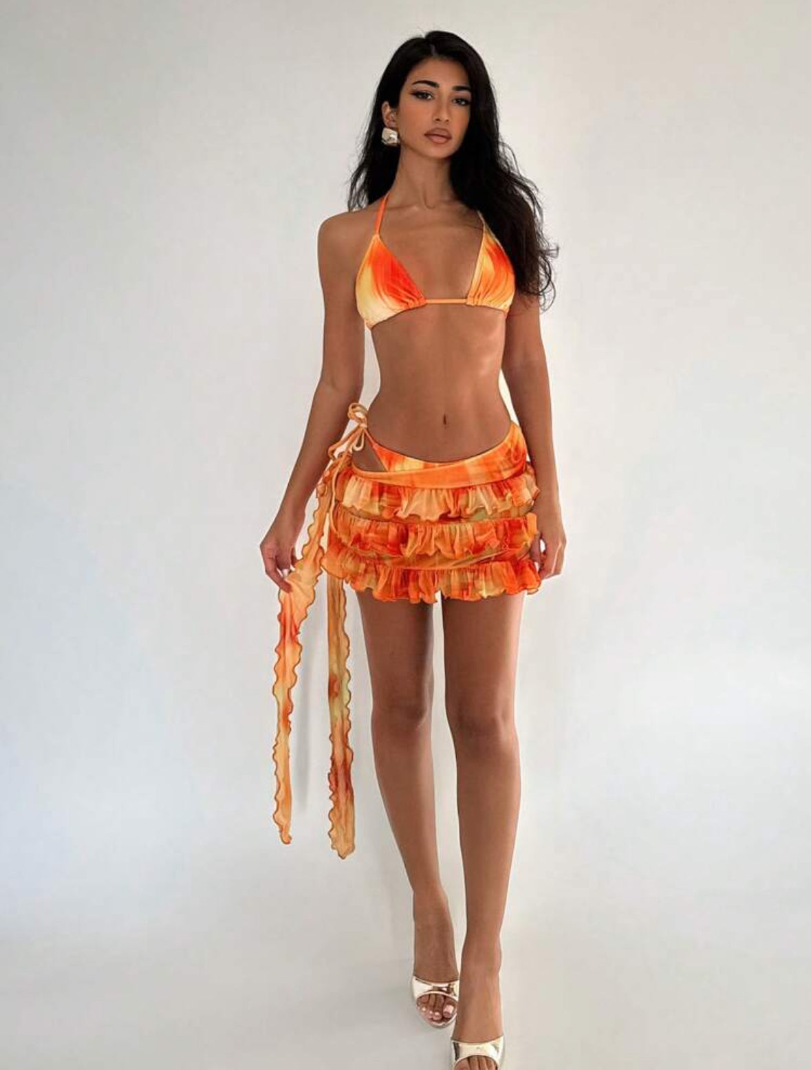 EgrlEra 3 pieces/Set Bikini teinté noué dégradé sexy