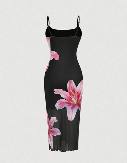 SHEIN MOD - Robe camisole
avec imprimé floral élégant
