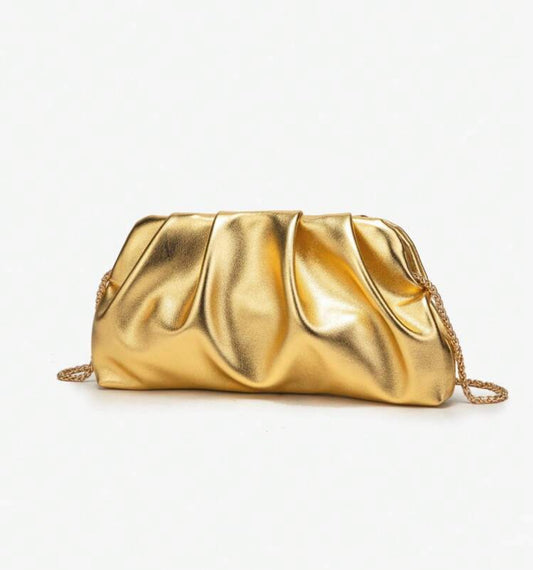 Pochette dorée avec lanière