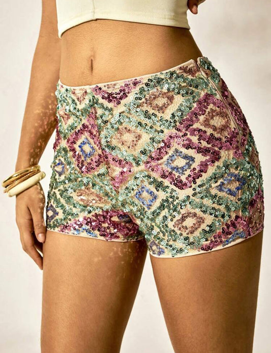 Easelle Short près du corps avec motif géométrique pailleté
