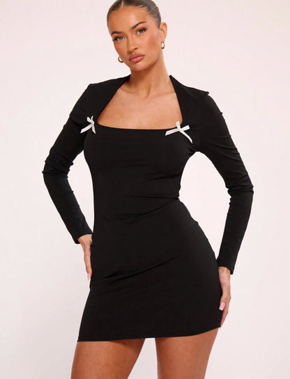 MUSERA - Robe mini à nœud scintillante, sexy et mignonne