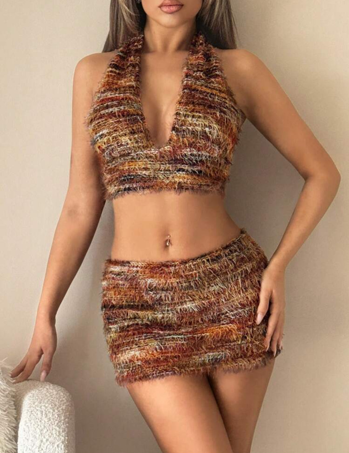 SHEIN ICON - 2 pièces Y2k Ensemble top court rayé