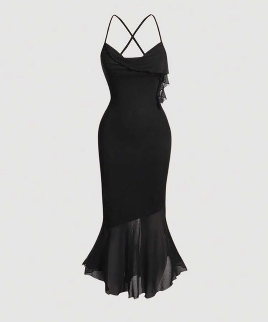 SHEIN MOD Robe À Fines Brides Unicolore Croisé Dos-Nu