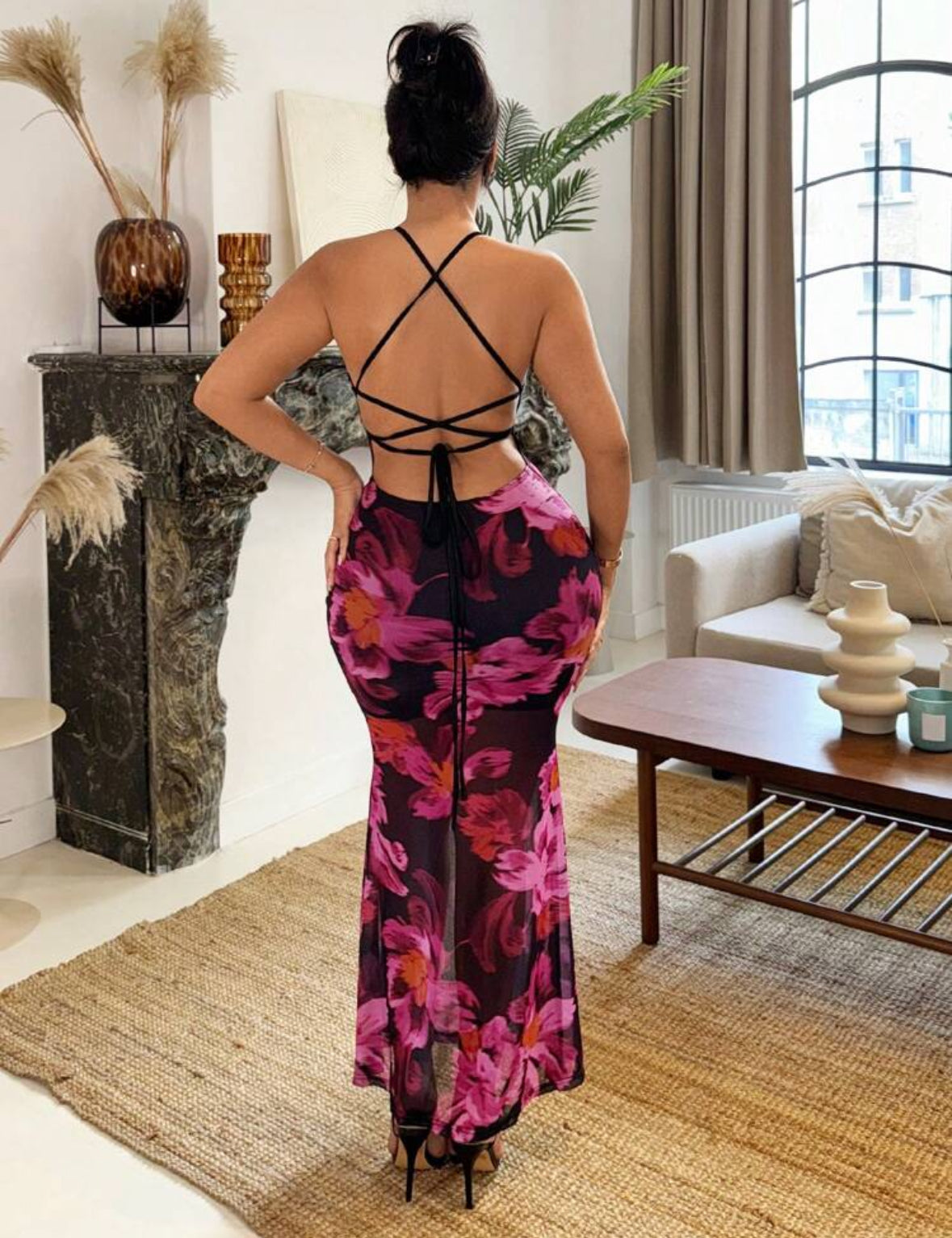 SHEIN SXY - Robe ras-du-cou en queue de poisson à imprimé