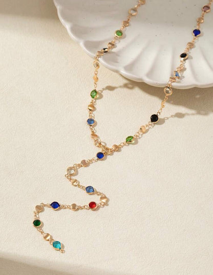 Collier long en forme de Y doré