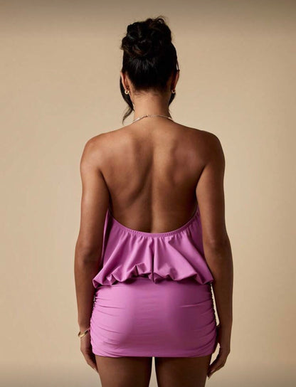 MISSGUIDED - Robe de soirée mini froncée à encolure en ras