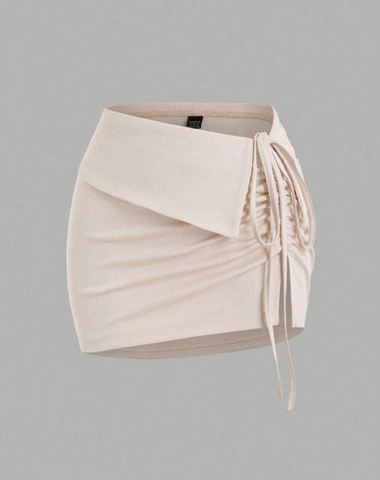 Shein Sweetra - Jupe courte à taille froncée et à cordon
