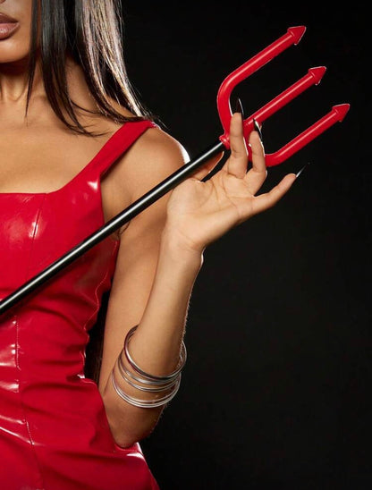 MISSGUIDED - Kit d'accessoires de costume d'Halloween avec serre-tête à cornes rouges métalliques et accessoire de trident noir