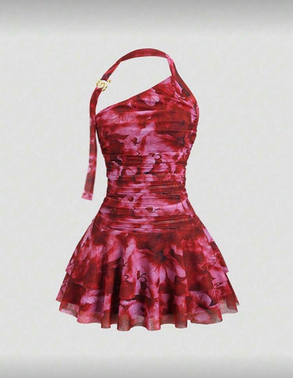 Sweetra - Robe mini évasée avec dos ouvert