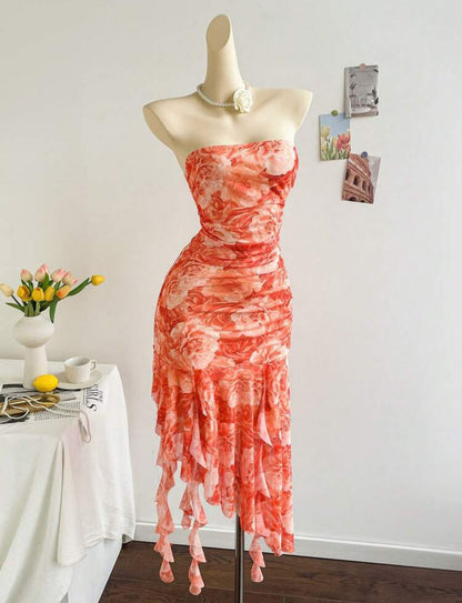 Shein Dreamara - Robe froncée à maille florale