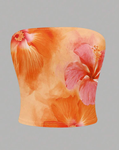 Top fleuri à tendance y2k