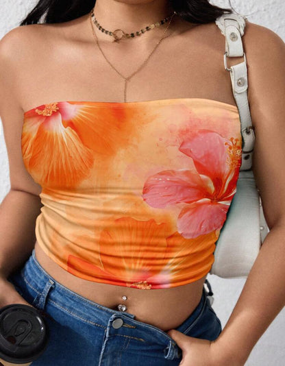 Top fleuri à tendance y2k