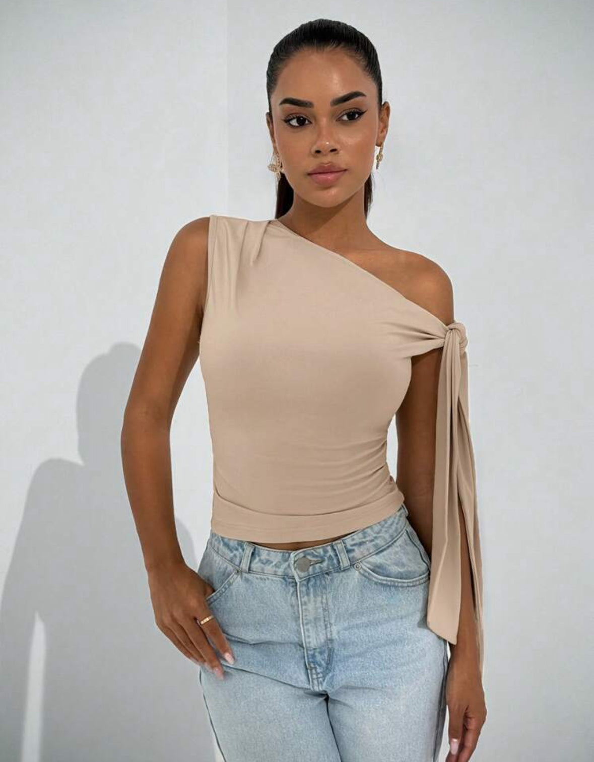 SHEIN BAE Blouse asymétrique avec nœud sur le côté