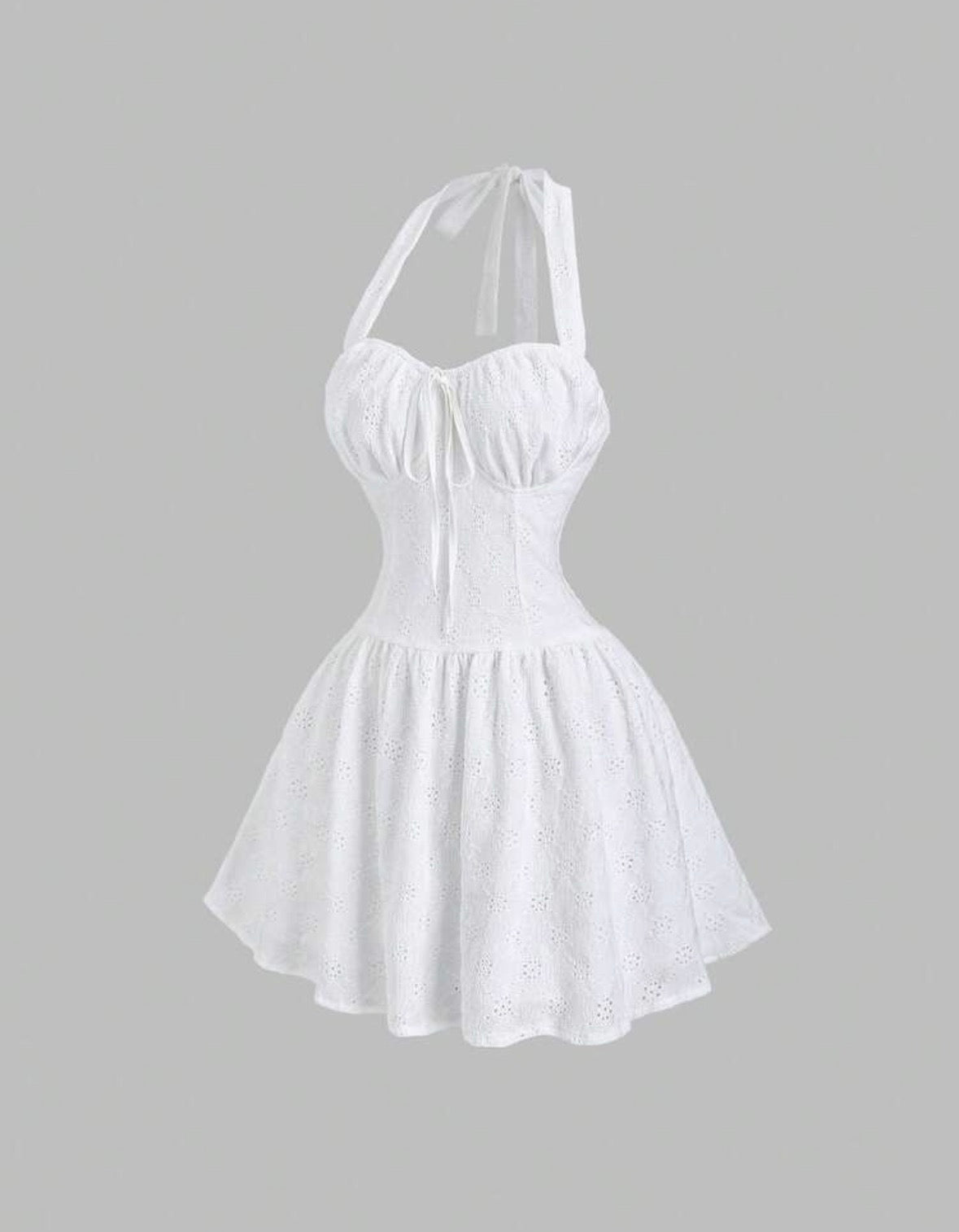 SHEIN Sweetro Robe blanche mini ajustée à taille haute, style vintage