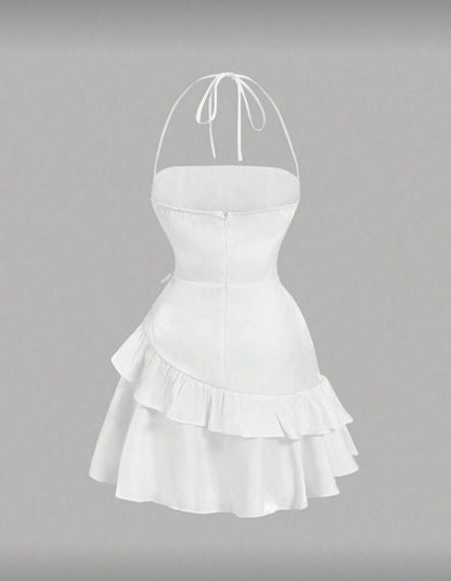 SHEIN MOD - Robe blanche ceinturée à la taille et à fines brides
