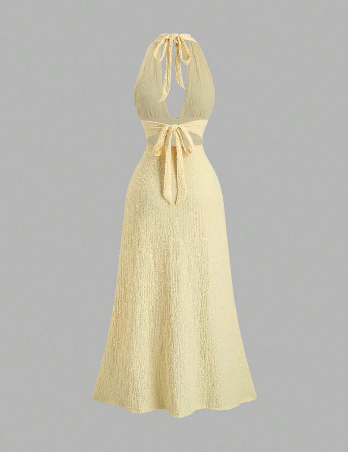 Sweetra - Robe moulante fendue de couleur unie à col en V profond et dos nu