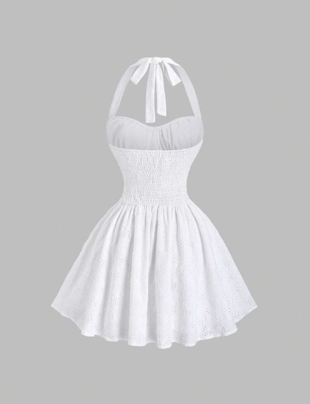 SHEIN Sweetro Robe blanche mini ajustée à taille haute, style vintage