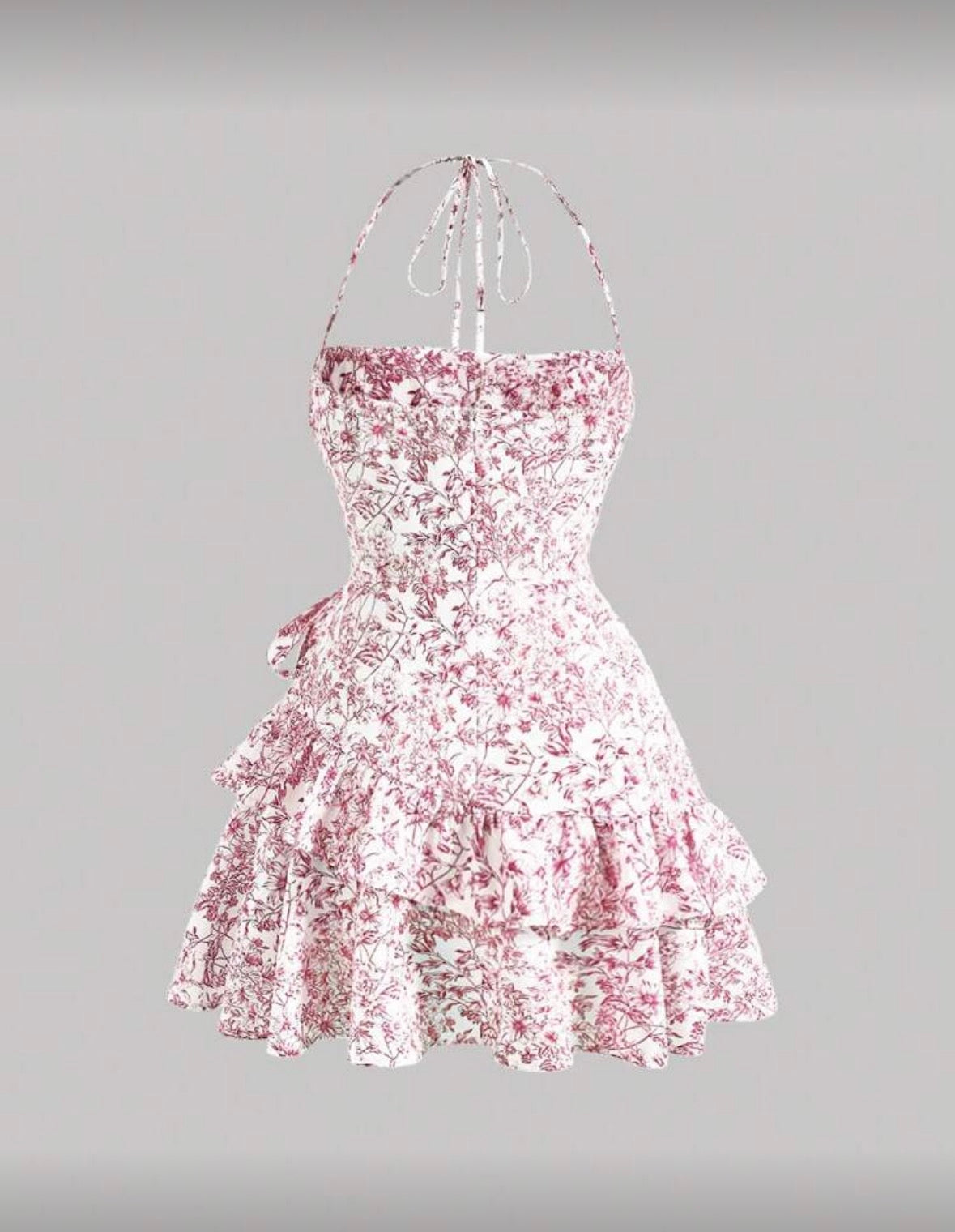 SHEIN MOD - Robe d'été courte à fleurs avec volant, dos nu