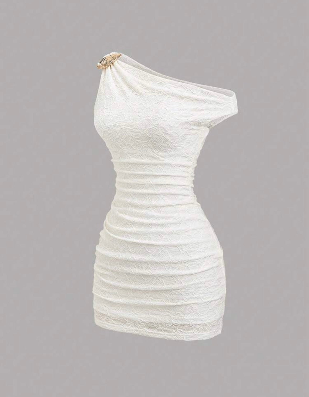 Sweetra - Robe de vacances plissée en tissu texturé à épaule asymétrique sexy Y2K