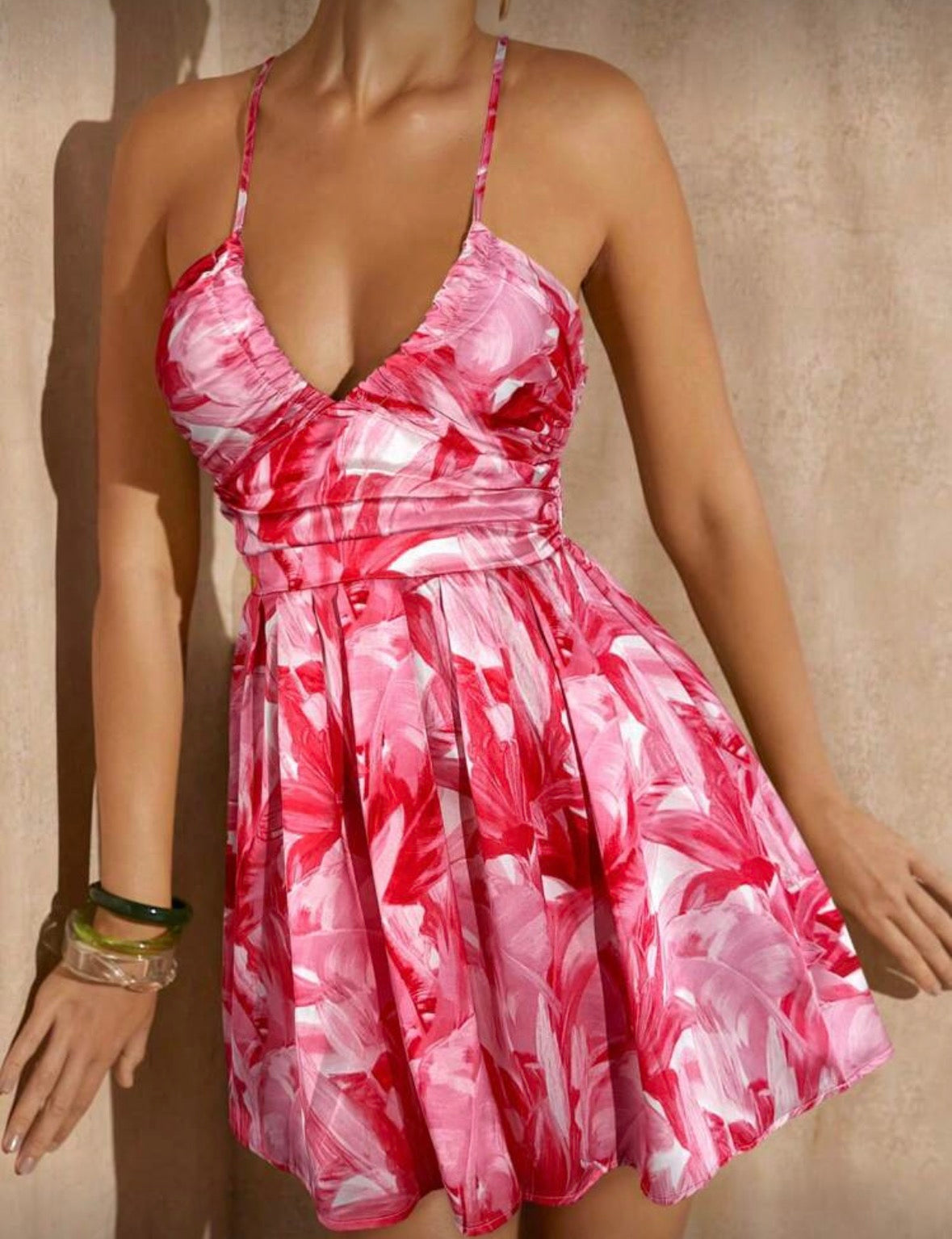 Breezaya - Robe côtelée à manches courtes et col en V