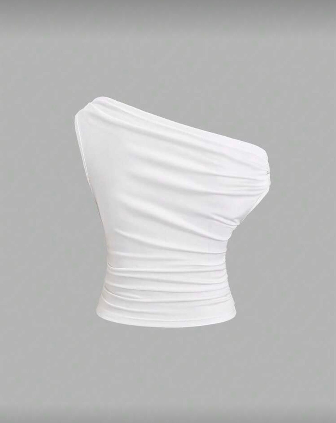 Sweetra - Top polyvalent couleur unie, avec design asymétrique plissé au cou