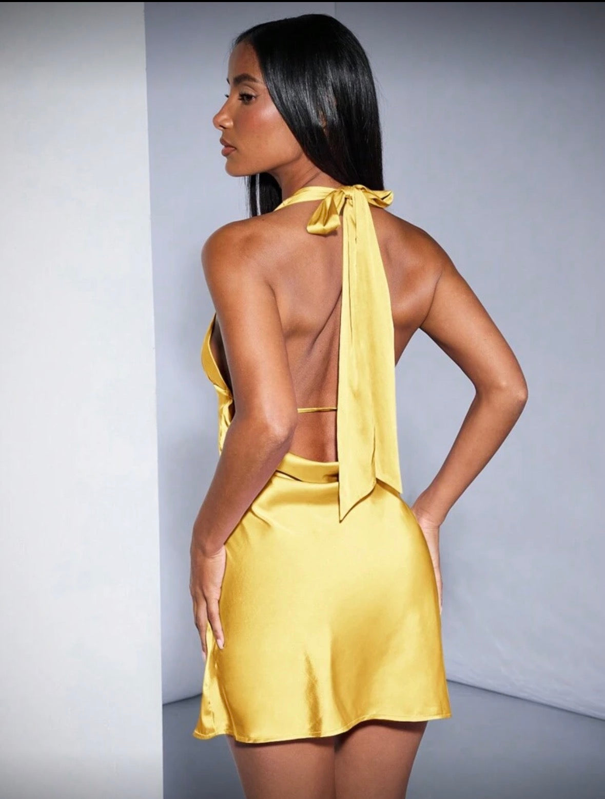 SHEIN BAE - Robe avec décolleté en V profond et dos nu, drapée