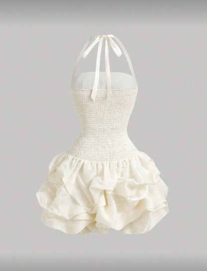 SHEIN MOD - Robe mini en organza à volants ajustée et froncée