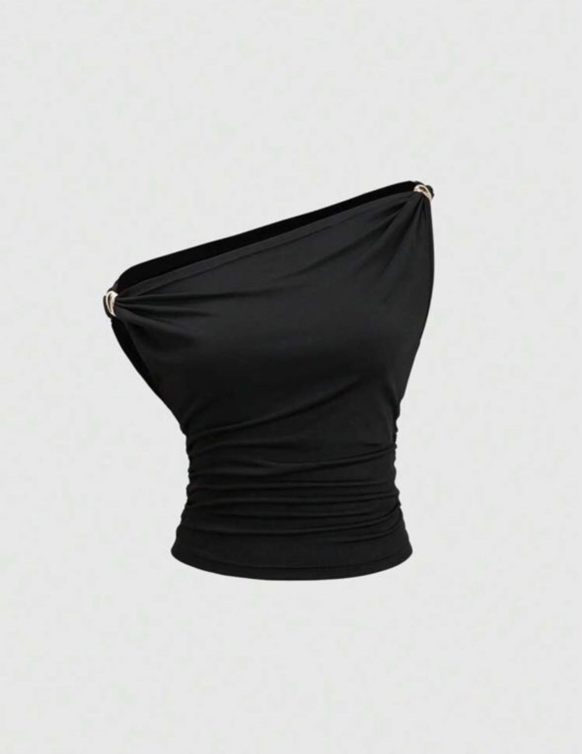 Sweetra - Top polyvalent couleur unie, avec design asymétrique plissé au cou