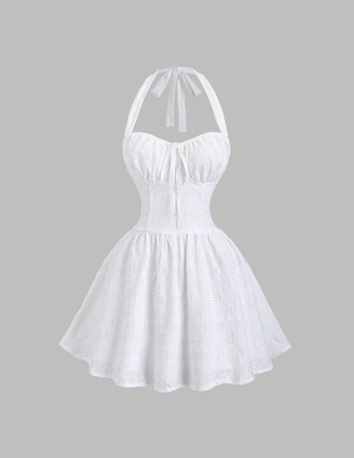 SHEIN Sweetro Robe blanche mini ajustée à taille haute, style vintage