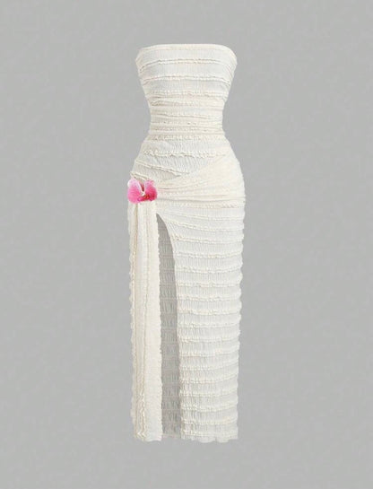 SHEIN Sweetro - Robe texturée avec fente et liens à la poitrine