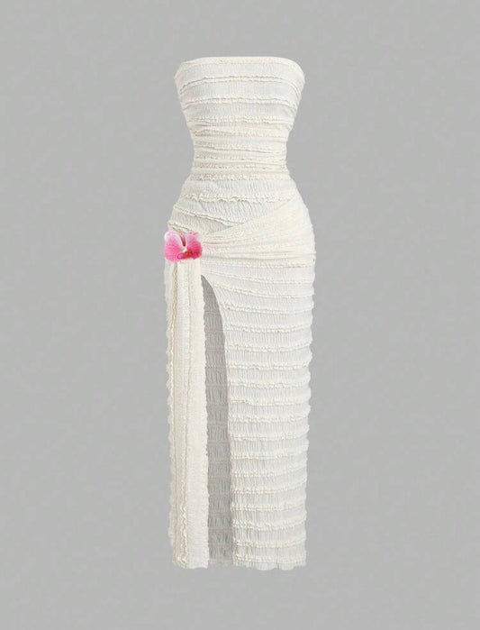 SHEIN Sweetro - Robe texturée avec fente et liens à la poitrine