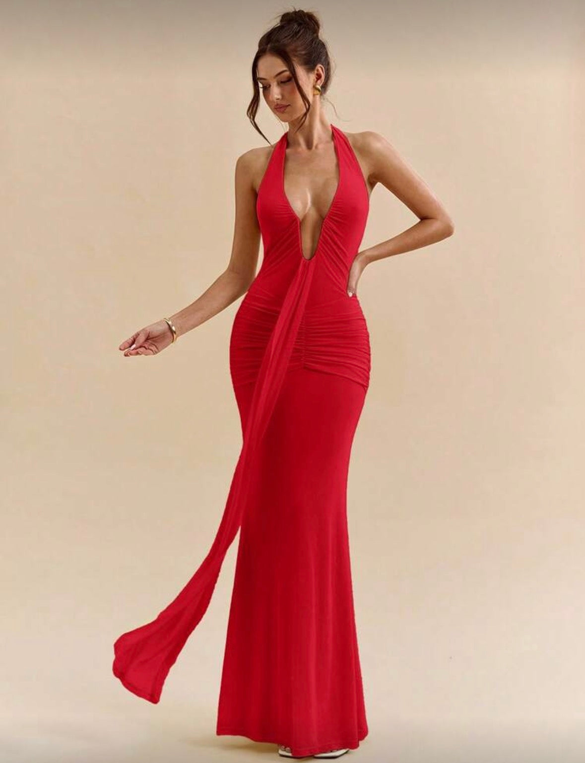 SHEIN BAE - Robe maxi élégant e à col en V profond