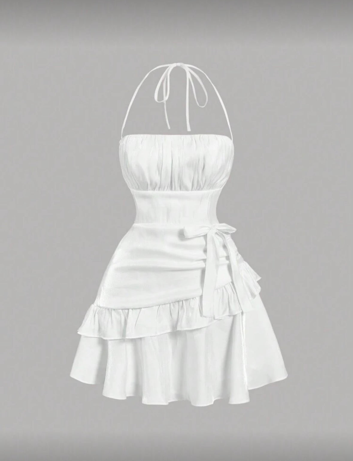 SHEIN MOD - Robe blanche ceinturée à la taille et à fines brides