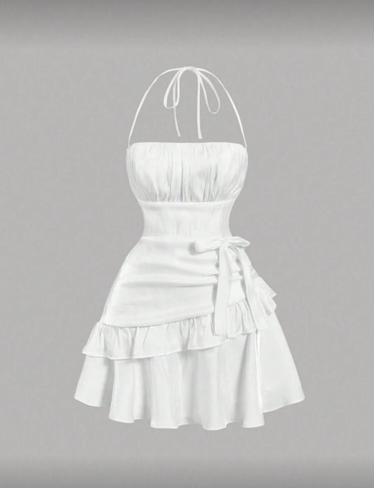 SHEIN MOD - Robe blanche ceinturée à la taille et à fines brides