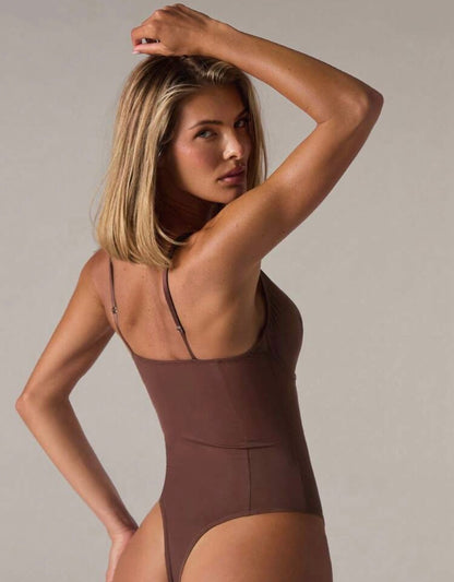 SHEIN BAE - Body femme couleur unie col V, amincissant et galbant