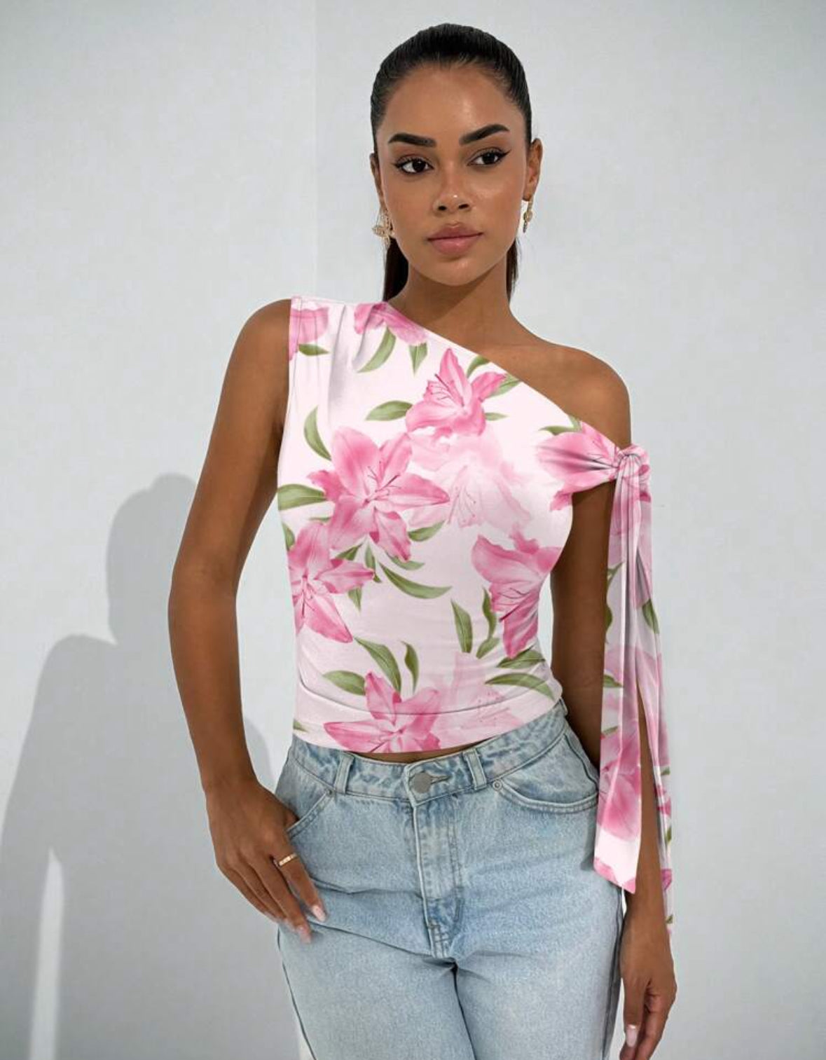 SHEIN BAE Blouse asymétrique avec nœud sur le côté