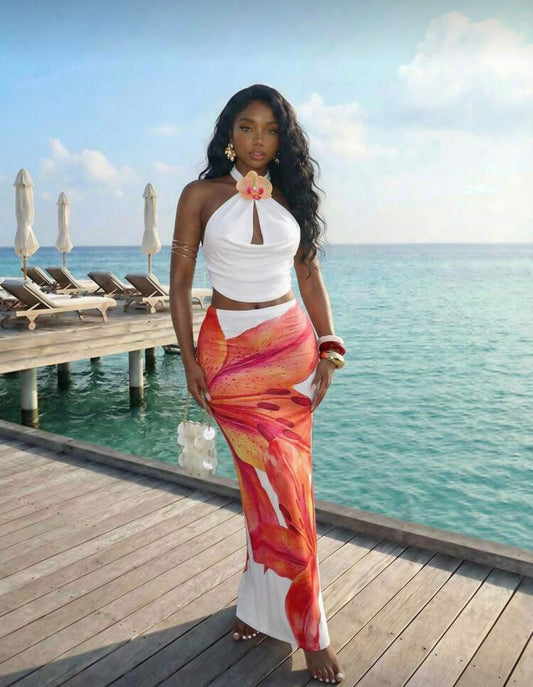 Slaydiva - Ensemble deux pièces à la mode et élégant, style bohème chic
