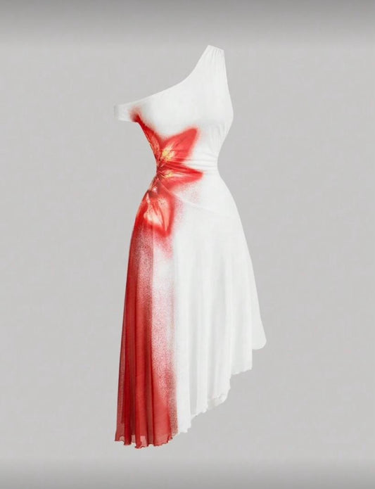 SHEIN MOD - Robe en tricot floral rouge vintage