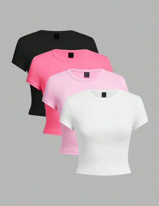 SHEIN EZwear - 4 pièces/set T-shirt moulant